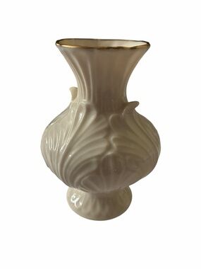 Vintage Lenox Elfin Bud Vase Ivory Porcelain 24K Gold Trim USA Mid-1980s